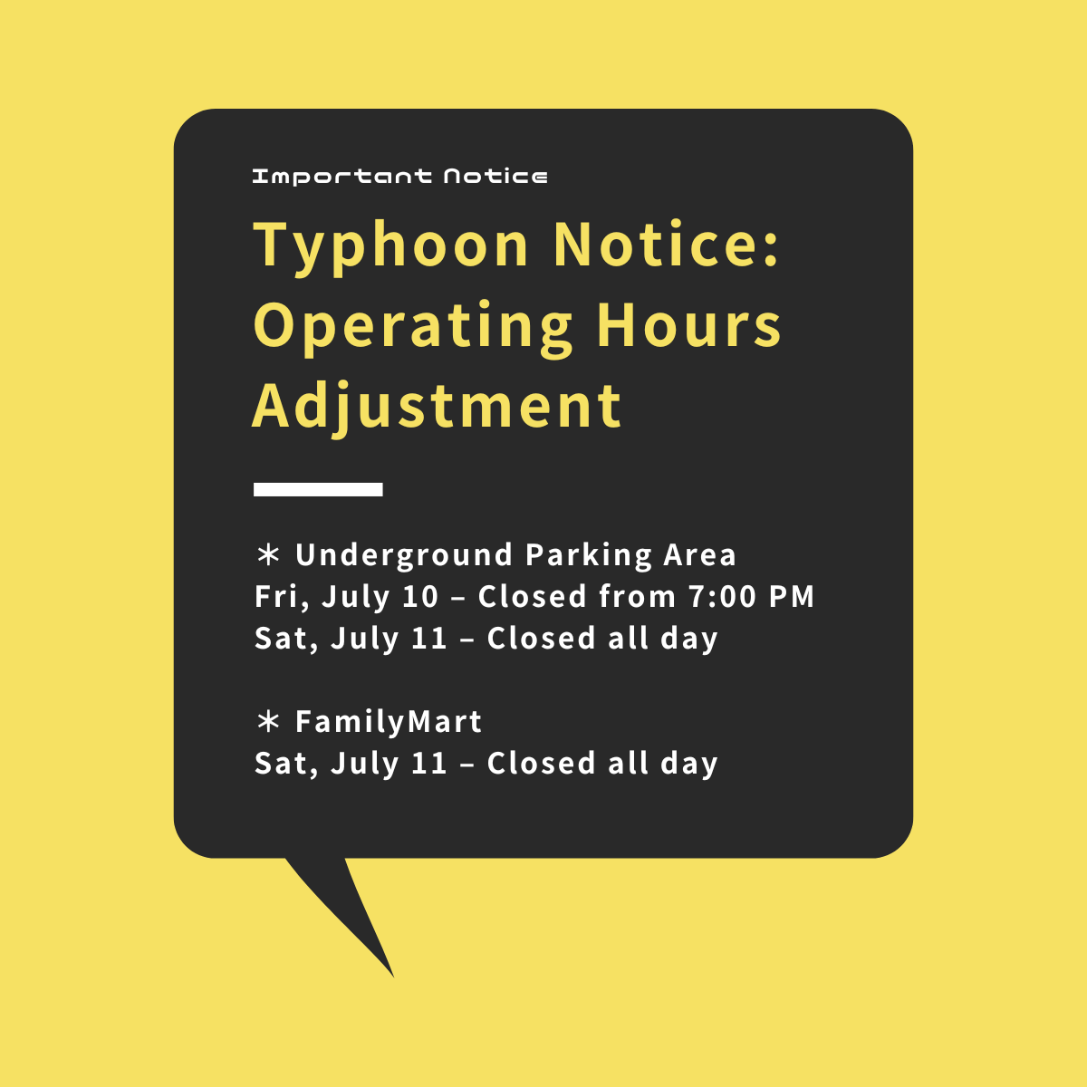Operating Hours Adjustment Operating Hours Adjustment